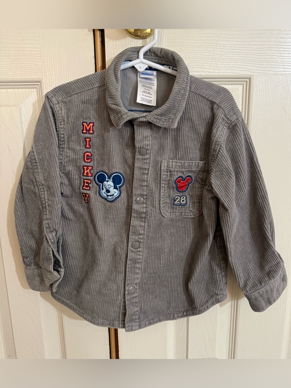 Disney Mickey & Friends Gray Corduroy Shirt Jacket XS 4T